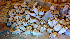 amphorae as found on the ocean floor