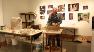 Keith working in his temporary studio