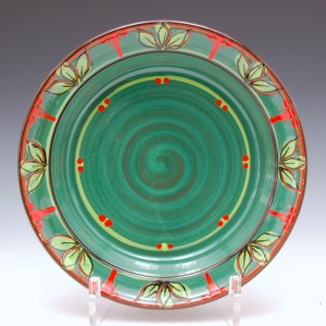 Teal slip with red underglaze