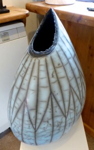 Hilary Simms, Large Splash, raku, 950.