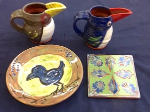 My two jugbirds, plate & demo tile