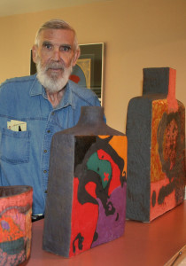 Walter Dexter with a few of his works 2011. Photo by Susan Gorris