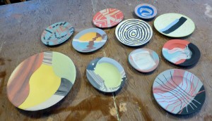 Completed plates drying.