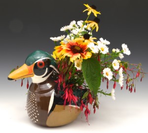 My Wood Duck Flower Brick with September flowers.