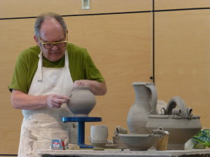 Tony preparing his tea-pot for the spout attachment.