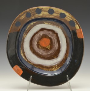 slip-painted squarish plate by Mina