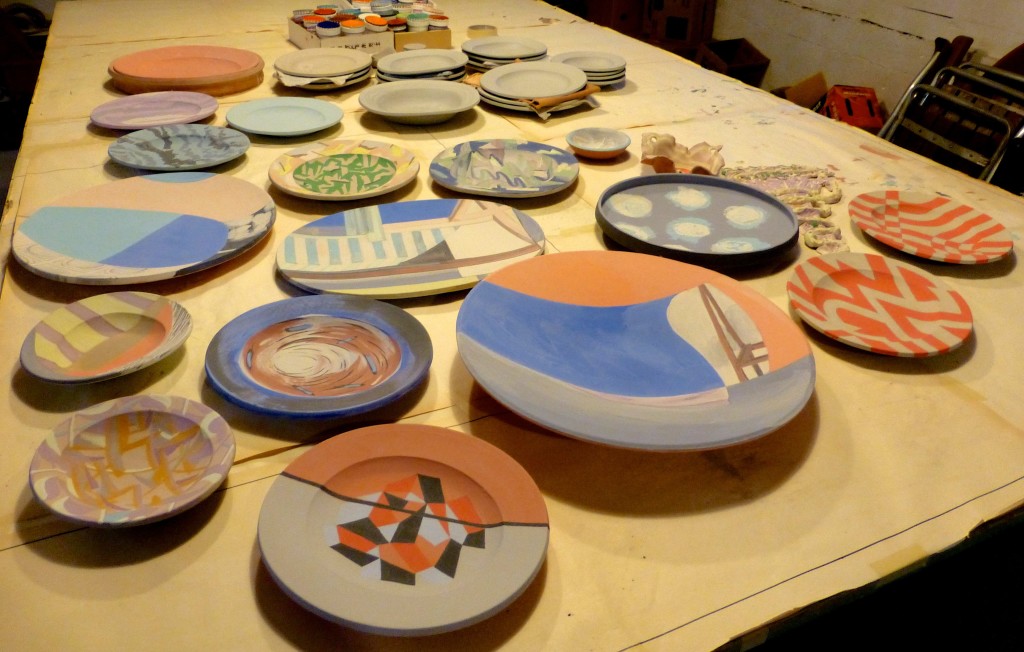 Plates drying after the artists had all left.