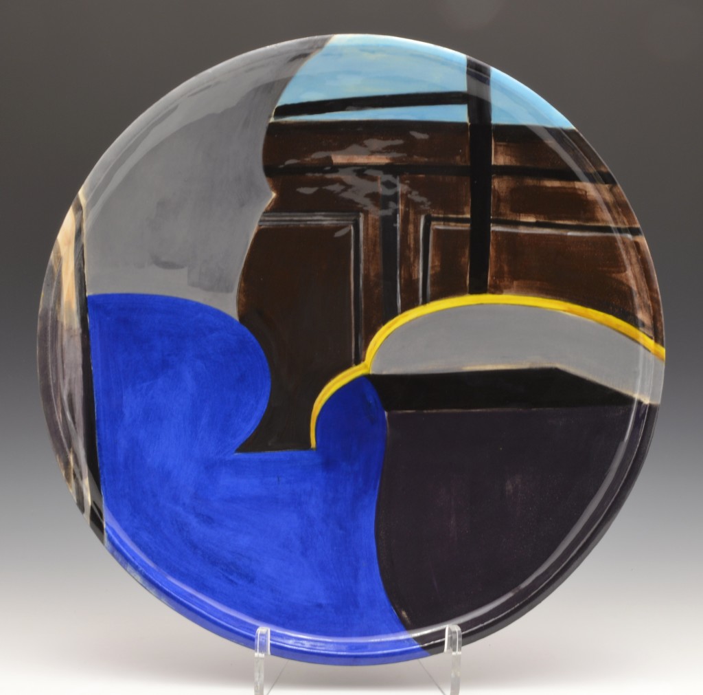 large finished plate, with rim, now 15" x 2 1/2"