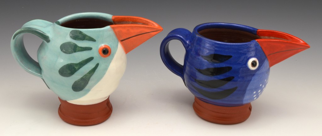 Turquoise Jugbird w. Orange Bill & Blue Jugbird w. Red Bill