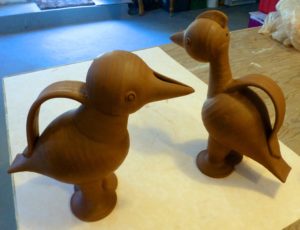 Jugbirds after assembling and before painting and firing
