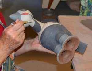 Painting P Woodpecker with slips