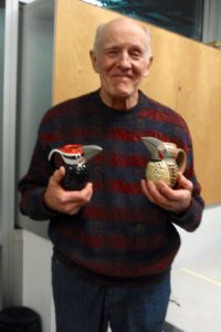 Jack Troy holding Woodpecker & Flicker jugbirds