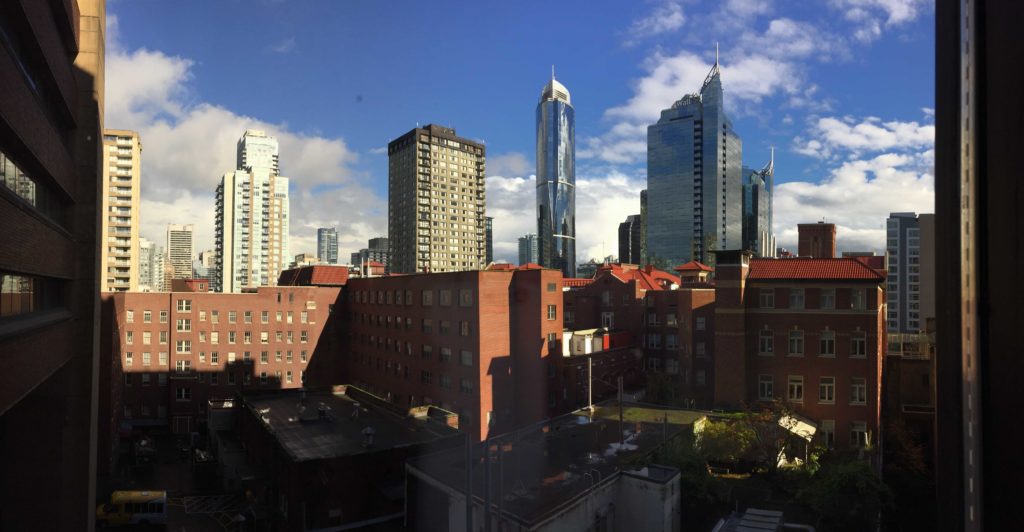 view of Vancouver downtown from 5th floor St Paul's hospital